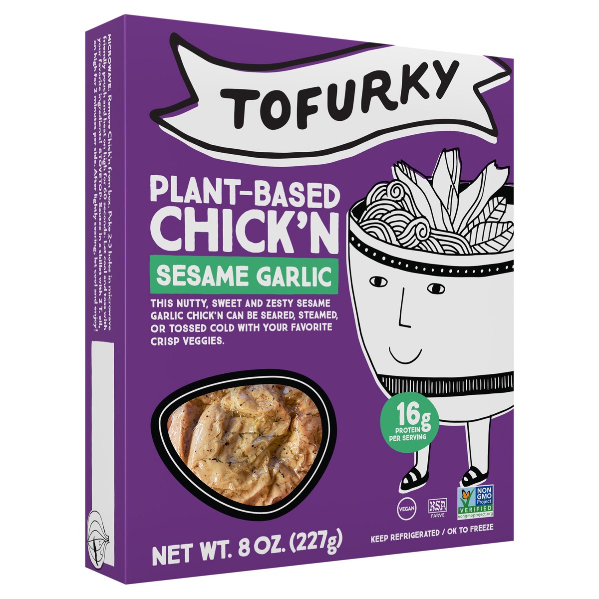 slide 2 of 5, Tofurky Sesame Garlic Chick'n, 8 oz