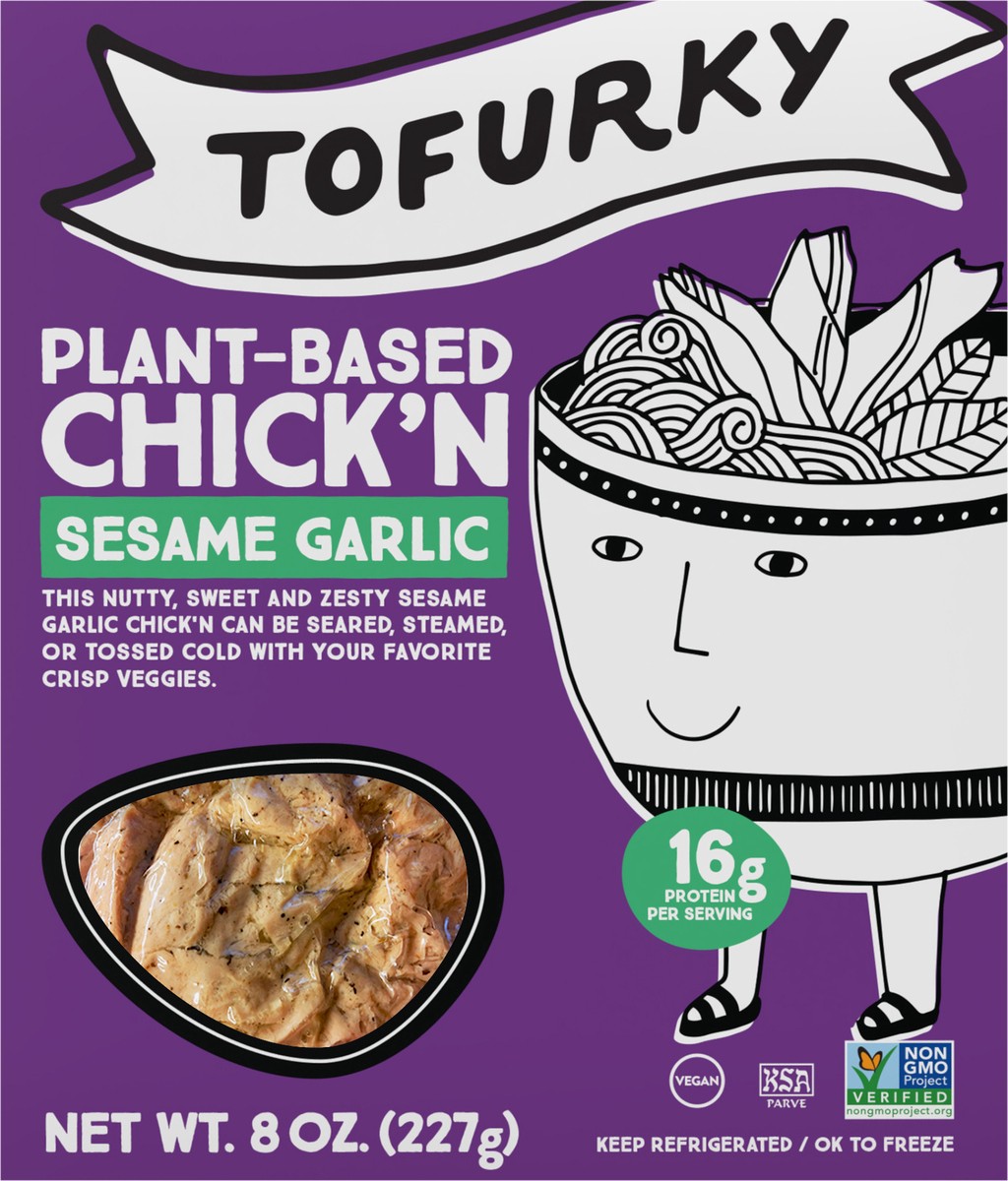 slide 3 of 5, Tofurky Sesame Garlic Chick'n, 8 oz