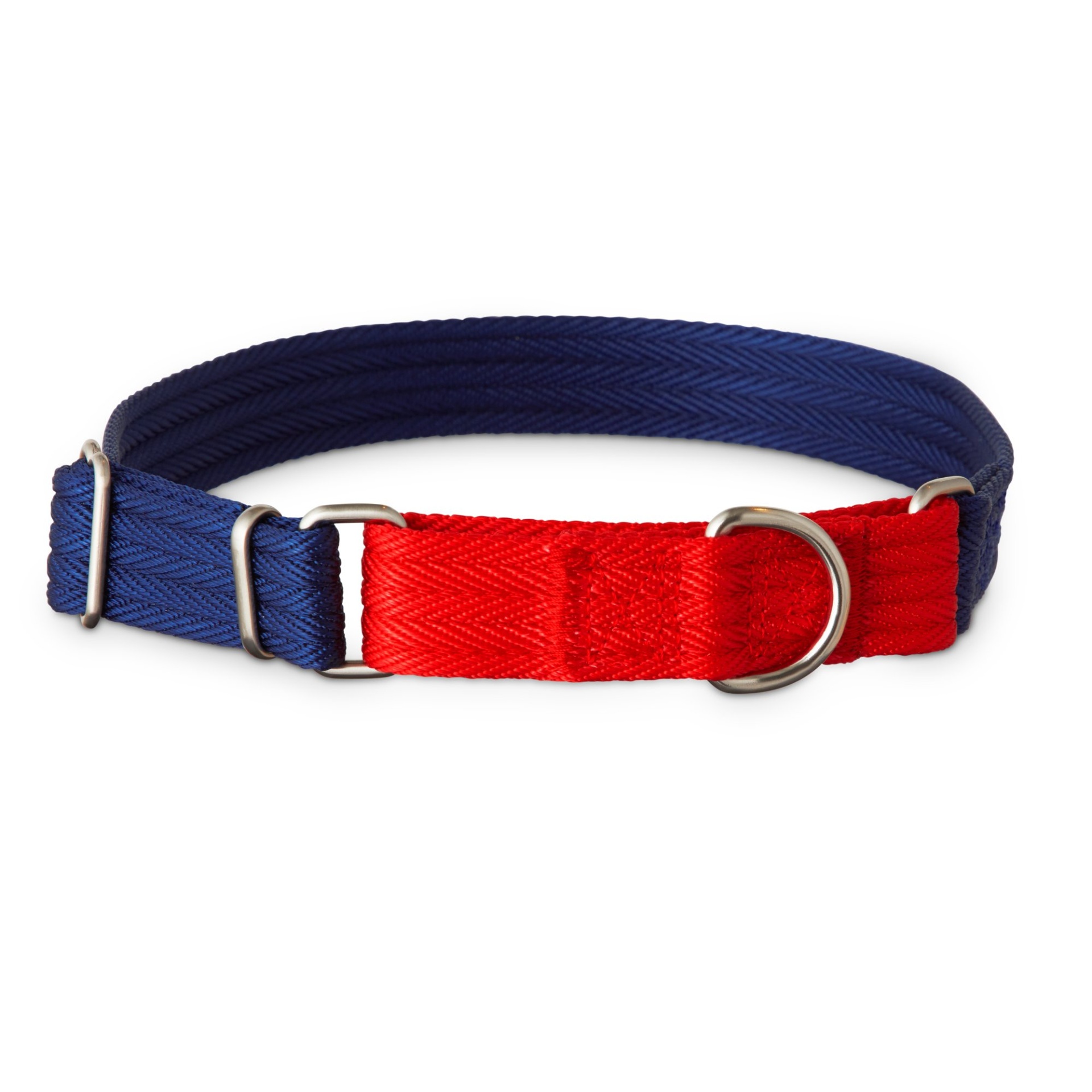 slide 1 of 1, Good2Go Red and Blue Two Tone Martingale Dog Collar, MED