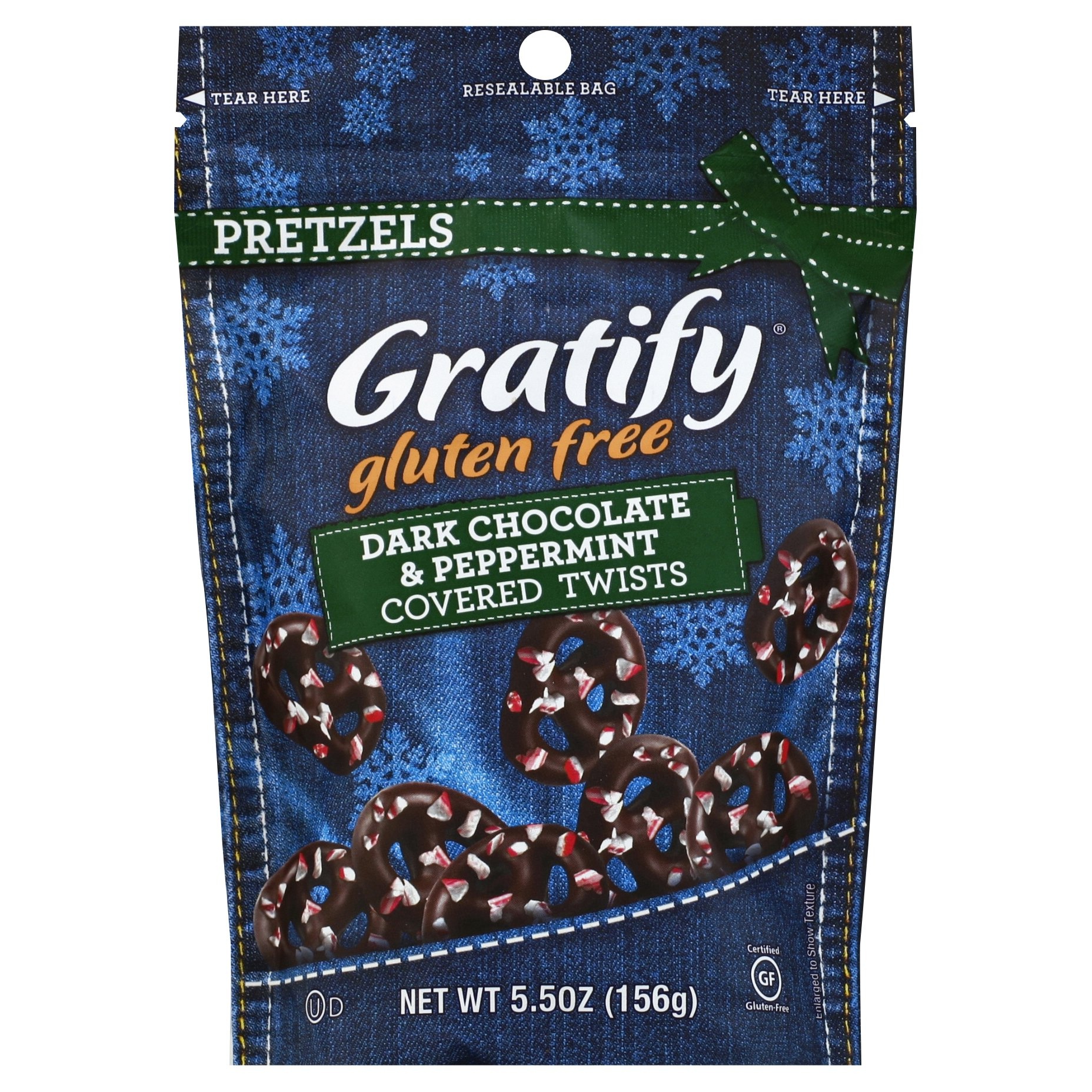 Gratify Gluten Free Pretzels Dark Chocolate & Peppermint Covered 