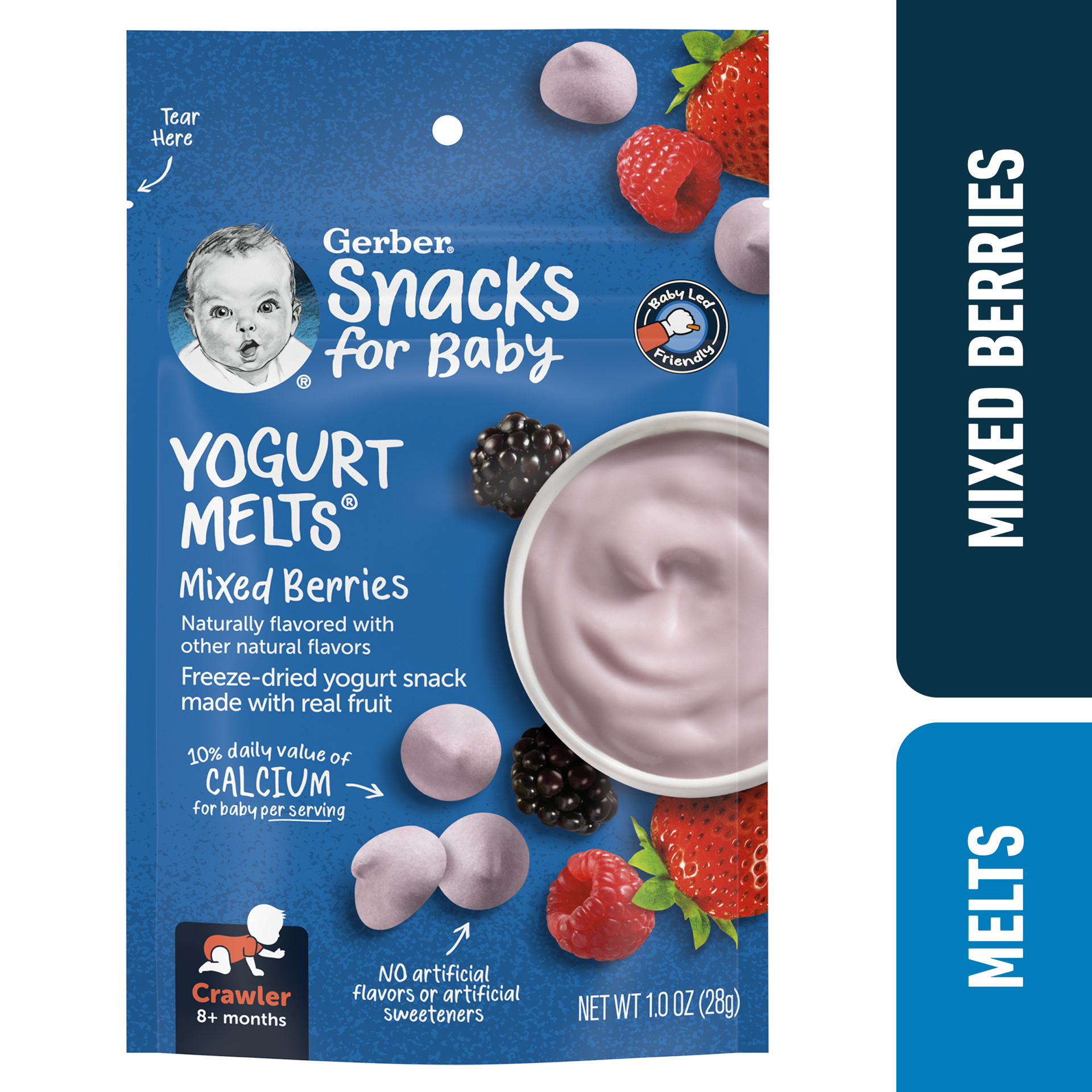 slide 1 of 9, Gerber Snacks for Baby Yogurt Melts, Mixed Berries, 1 oz Bag, 1 oz