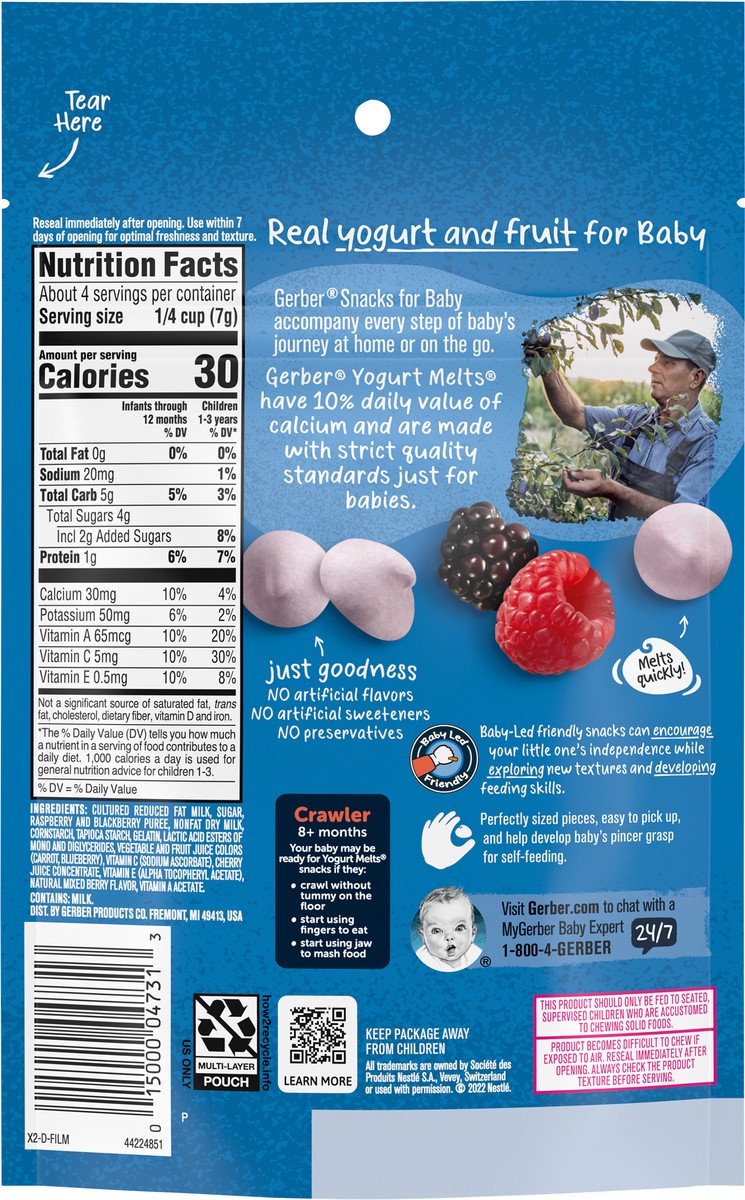slide 6 of 9, Gerber Yogurt Melts® mixed berries, 1 oz