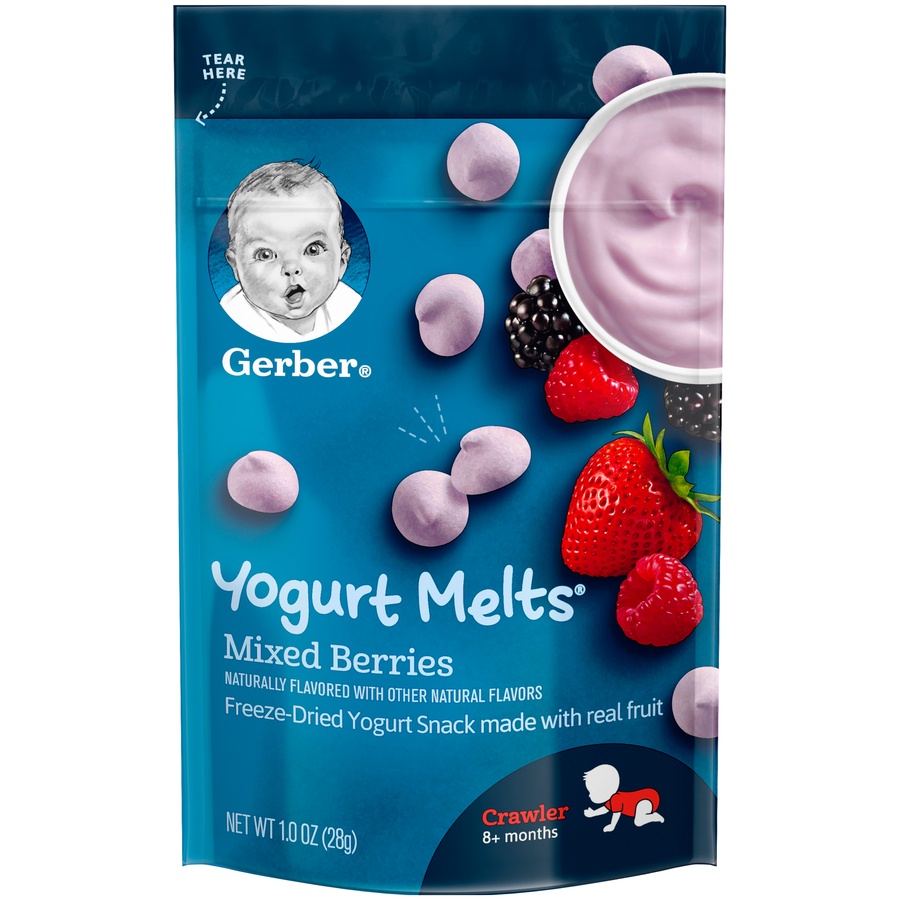 slide 1 of 4, Gerber Graduates Yogurt Melts Freeze-Dried Yogurt & Fruit Snacks Mixed Berries, 1 oz