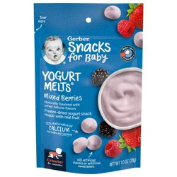 Gerber Snacks for Baby Mixed Berries Yogurt Melts 1.0 oz Snacks Pouch