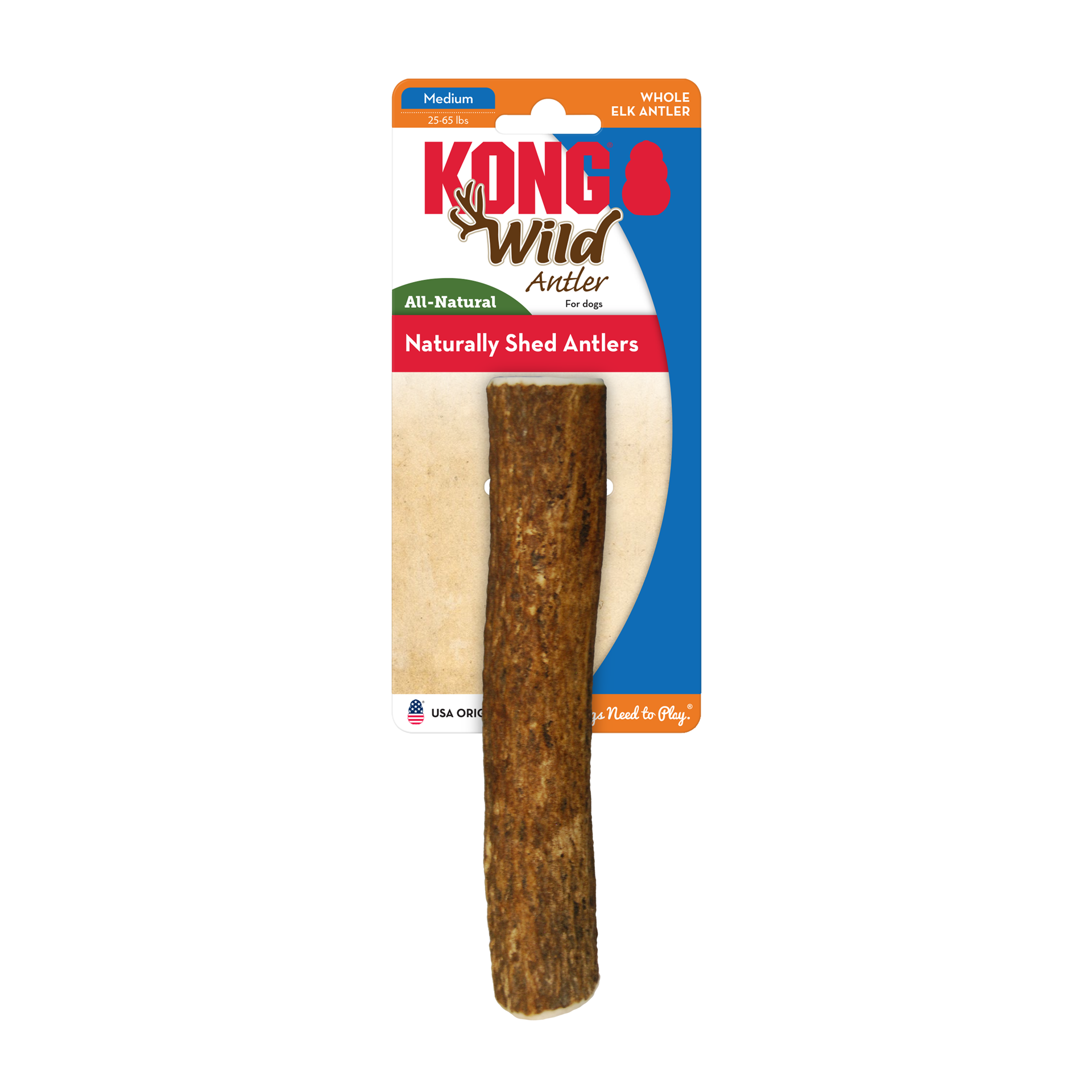 slide 4 of 4, KONG Wild Whole Elk Antler Dog Bone, MED