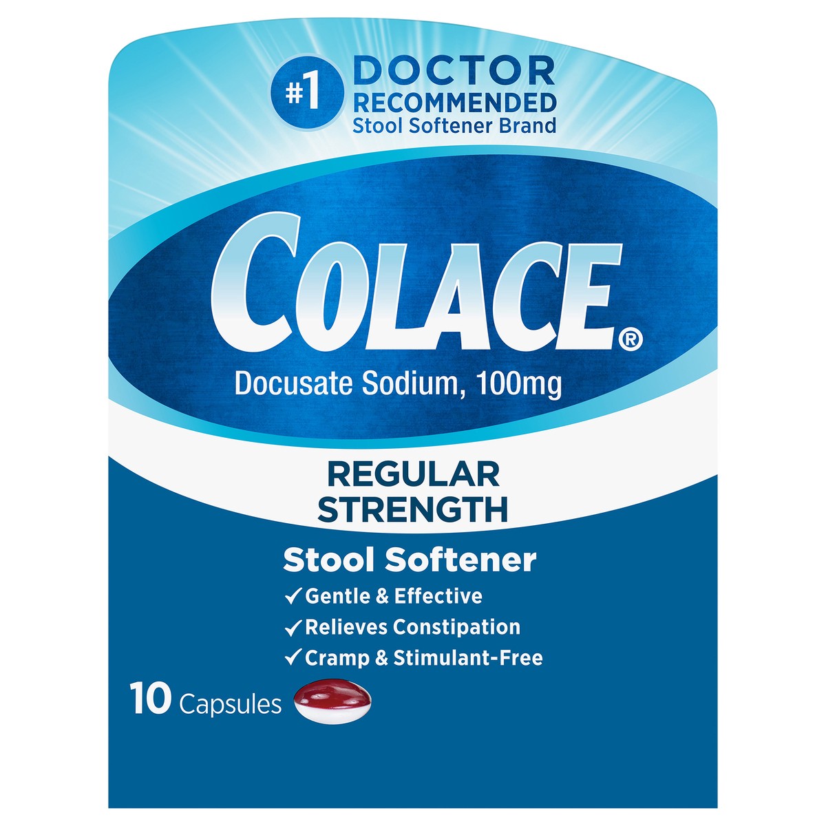 slide 1 of 7, Colace 100mg Capsules 10s, 10 ct