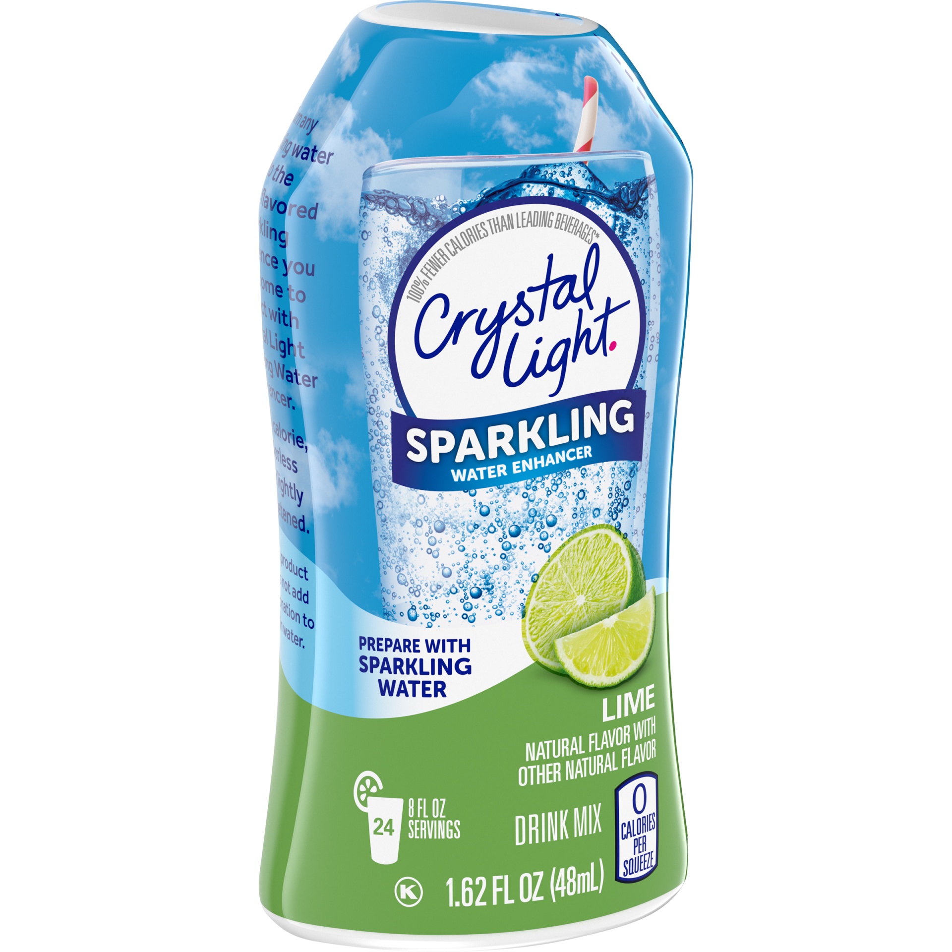 slide 2 of 6, Crystal Light Lime Naturally Flavored Sparkling Water Enhancer Drink Mix, 1.62 fl oz