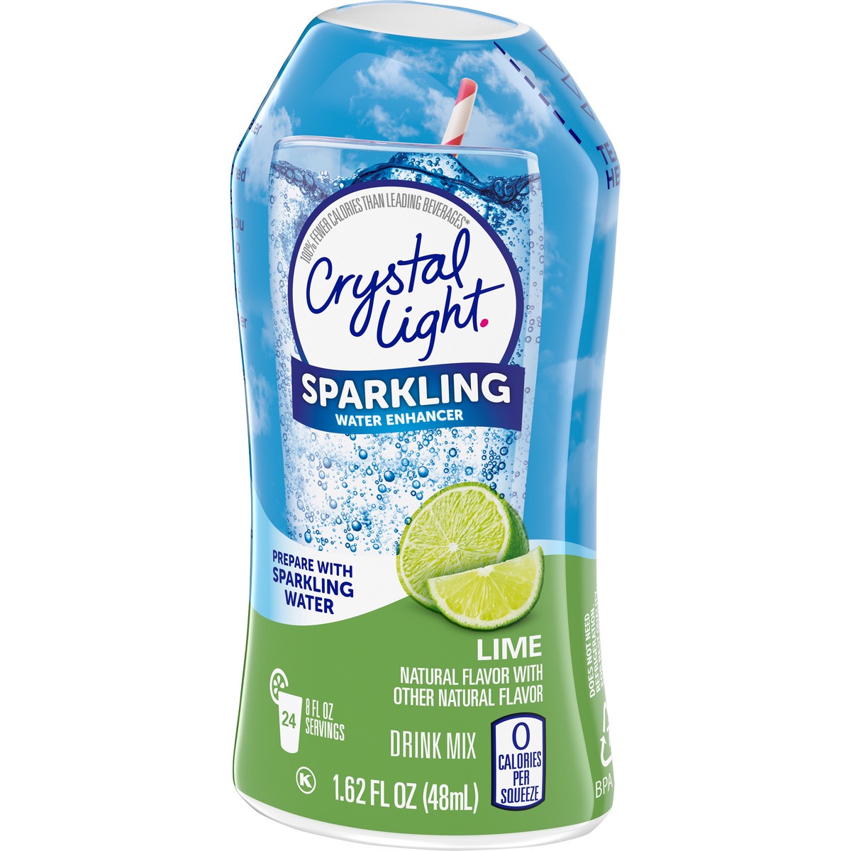 slide 5 of 9, Crystal Light Lime Naturally Flavored Sparkling Water Enhancer Drink Mix, 1.62 fl oz Bottle, 1.62 fl oz