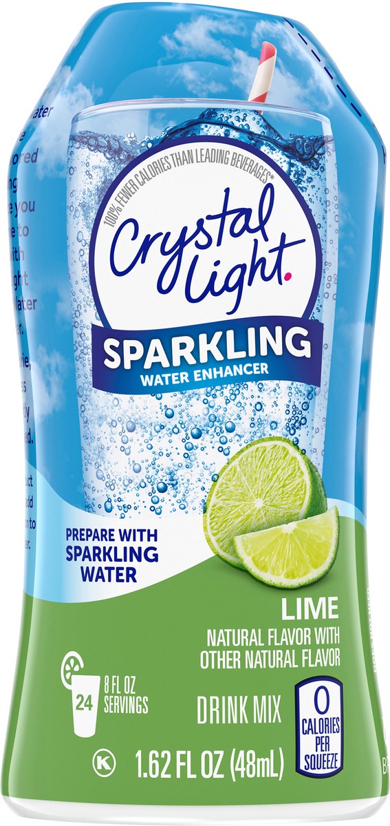 slide 1 of 9, Crystal Light Lime Sparkling Water Flavoring Enhancer Drink Mix, 1.62 fl. oz. Bottle, 1.62 fl oz