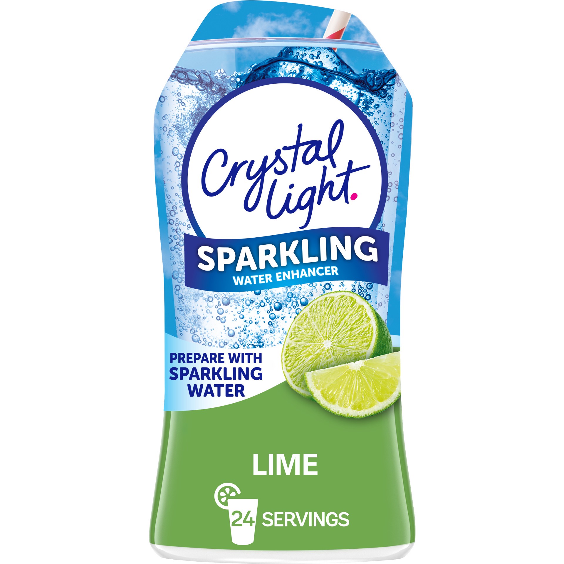 slide 1 of 9, Crystal Light Lime Naturally Flavored Sparkling Water Enhancer Drink Mix, 1.62 fl oz Bottle, 1.62 fl oz