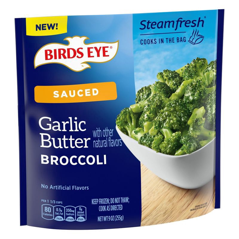 slide 3 of 3, Birds Eye Garlic Butter Broccoli, Frozen Vegetables, 9 oz., 9 oz