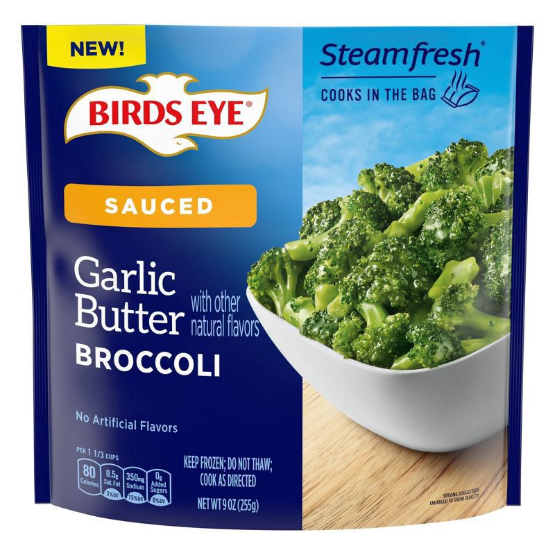 slide 1 of 3, Birds Eye Garlic Butter Broccoli, Frozen Vegetables, 9 oz., 9 oz