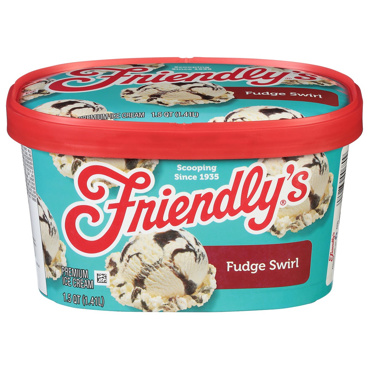 slide 1 of 9, Friendly's Premium Ice Cream / Rich & Creamy Fudge Swirl, 48 fl oz