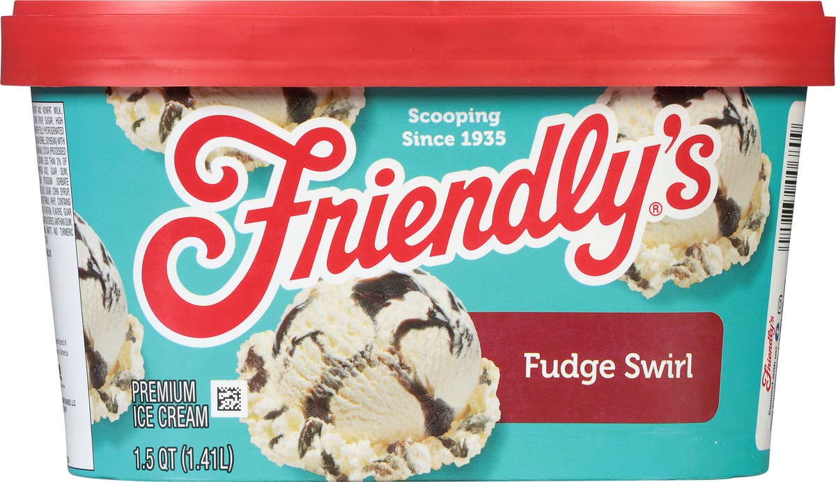 slide 6 of 9, Friendly's Premium Ice Cream / Rich & Creamy Fudge Swirl, 48 fl oz