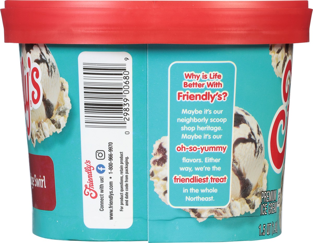 slide 8 of 9, Friendly's Premium Ice Cream / Rich & Creamy Fudge Swirl, 48 fl oz