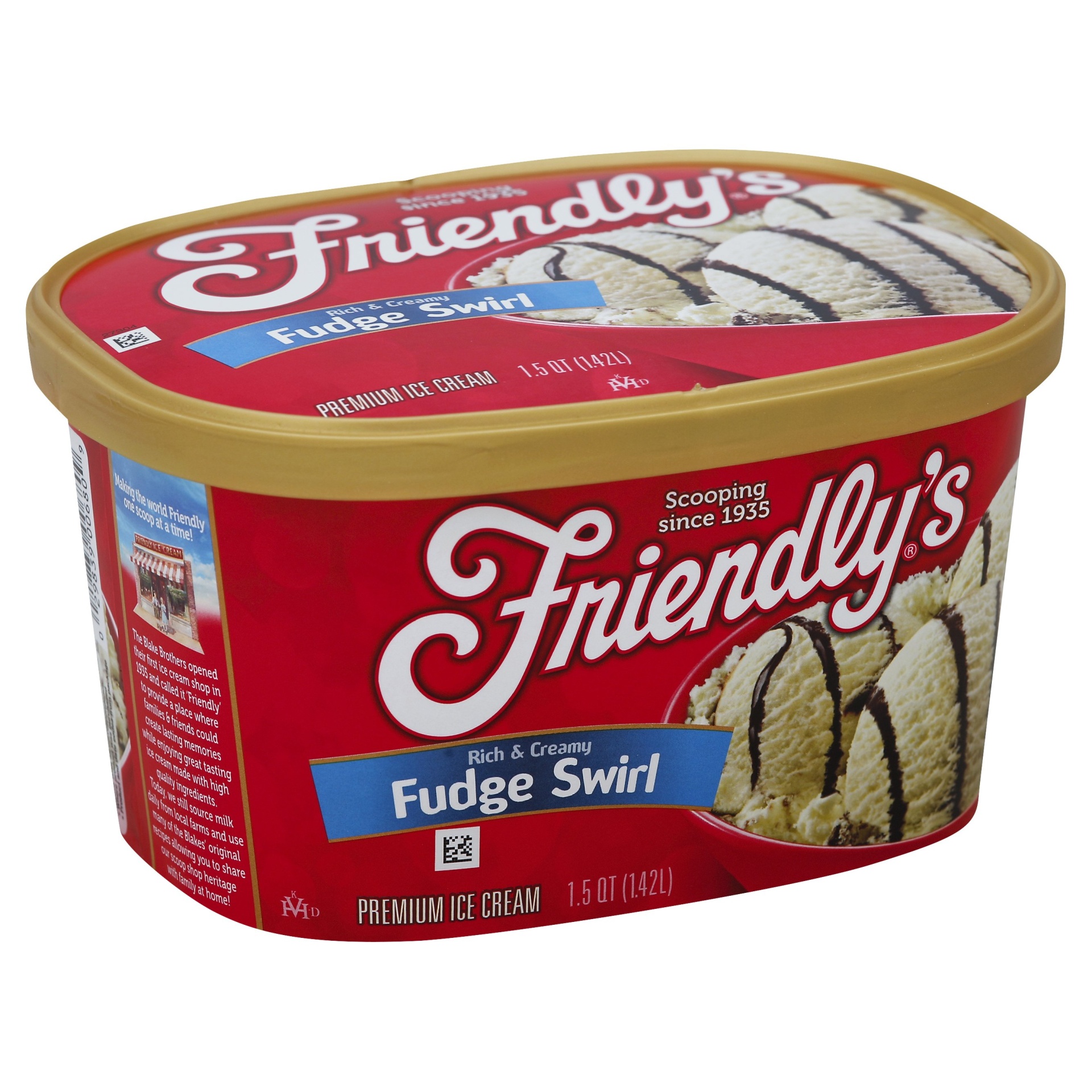 slide 1 of 1, Friendly's Premium Ice Cream Fudge Swirl, 48 oz