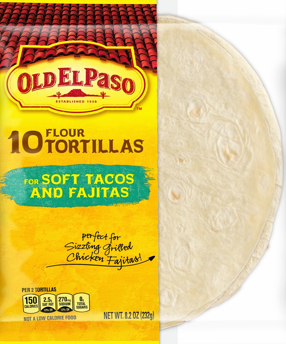slide 9 of 9, Old El Paso Flour Tortillas, For Soft Tacos and Fajitas, 10 ct., 8.2 oz., 10 ct