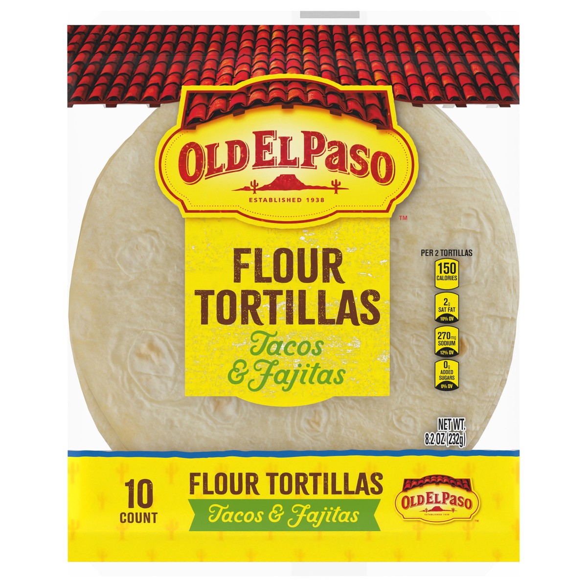 slide 1 of 9, Old El Paso Flour Tortillas, For Soft Tacos and Fajitas, 10 ct., 8.2 oz., 10 ct