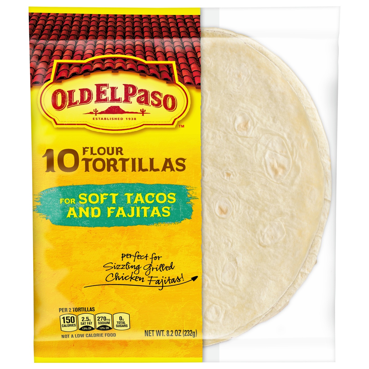 slide 1 of 1, Old El Paso Flour Tortillas, Soft Tacos and Fajitas, 10 ct, 10 ct; 8.2 oz