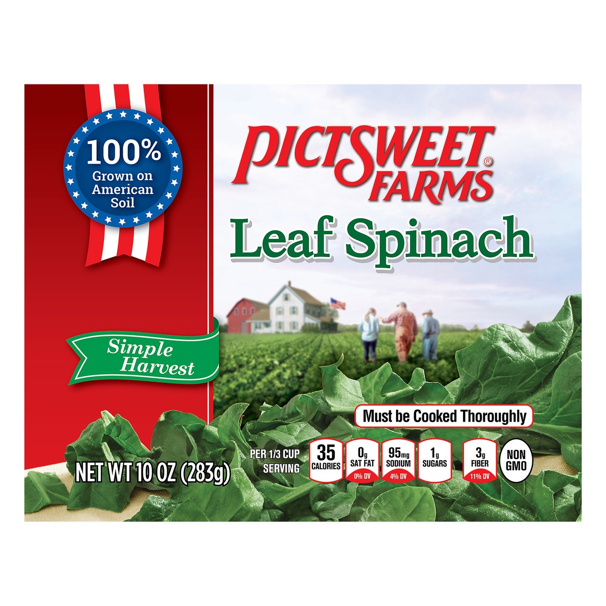 slide 3 of 9, PictSweet Leaf Spinach, 10 oz