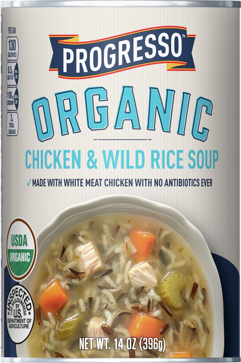 slide 5 of 9, Progresso Organic Chicken & Wild Rice Canned Soup, 14 oz., 14 oz