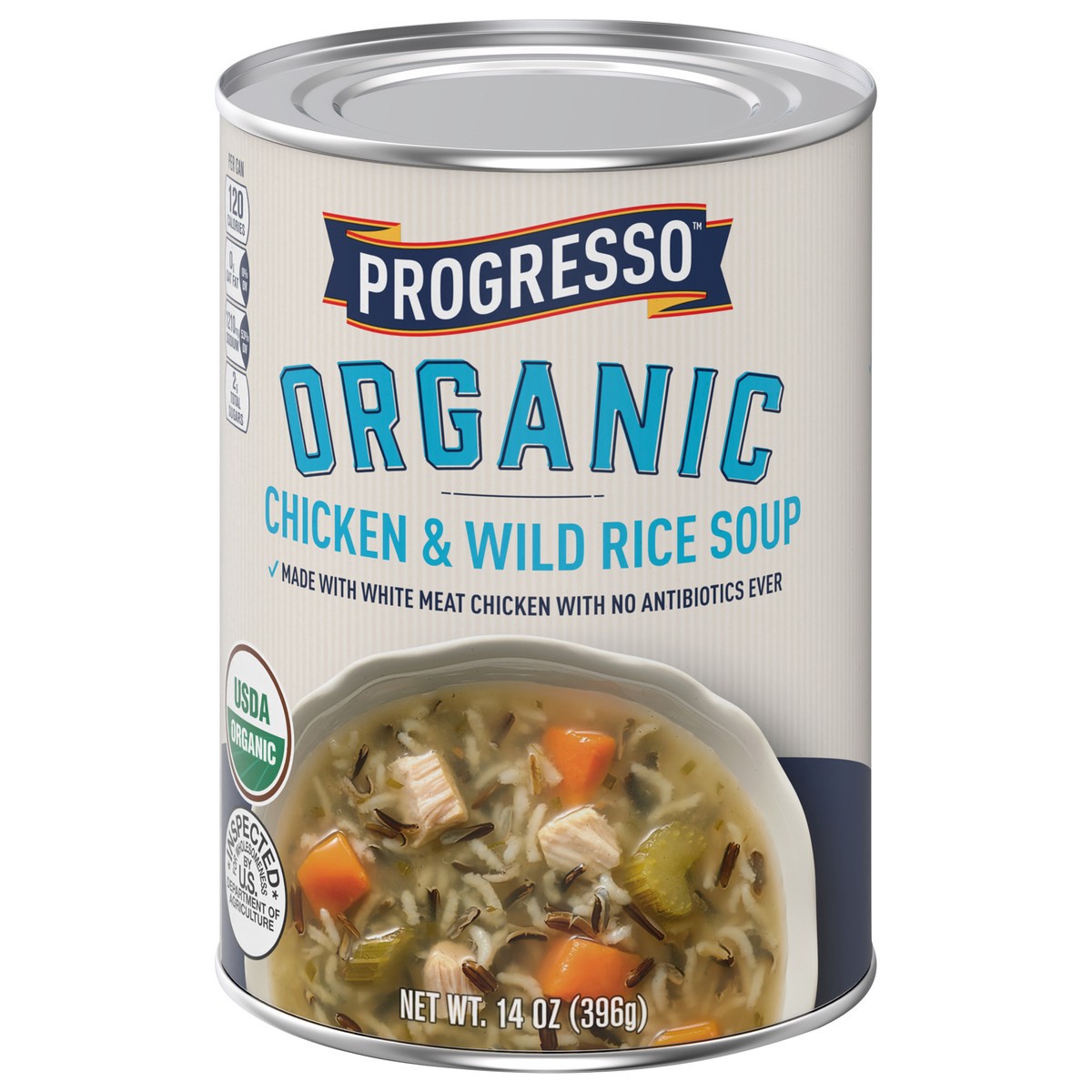 slide 1 of 9, Progresso Organic Chicken & Wild Rice Canned Soup, 14 oz., 14 oz