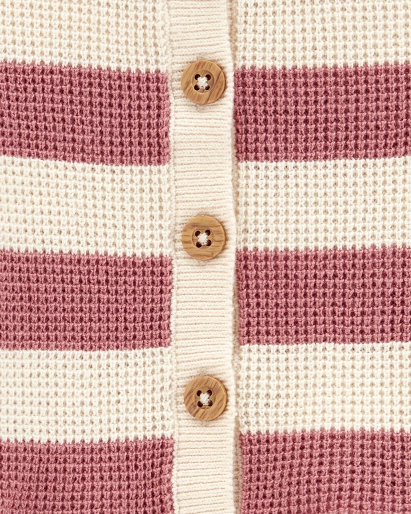 slide 2 of 2, Carter's Baby 2-Piece Striped Cardigan & Pant Set Pink/Ivory 6M, 1 ct