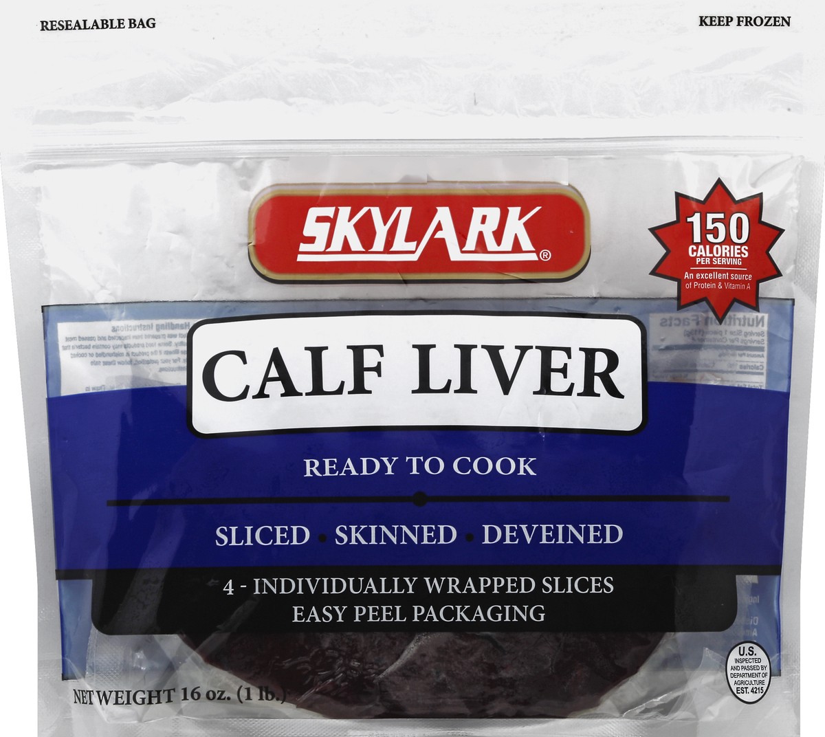 slide 3 of 3, Skylark Bagged Sliced Calf Liver, 1 lb