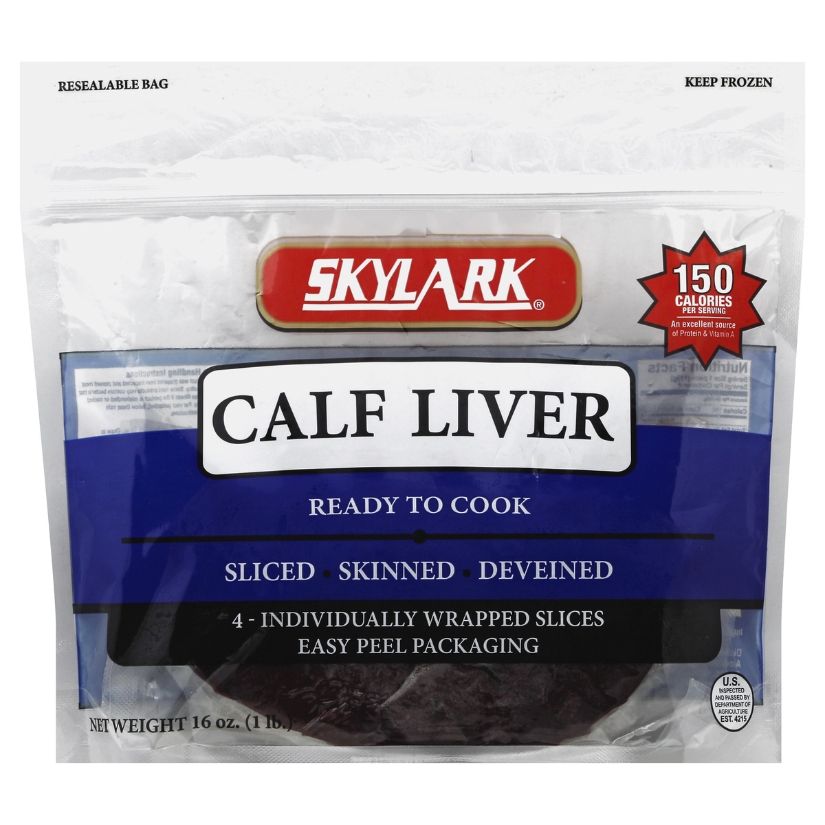 slide 1 of 1, Skylark Bagged Sliced Calf Liver, 1 lb