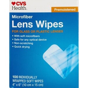 slide 1 of 1, CVS Health Microfiber Premoistened Lens Wipes, 100 Ct, 1 ct