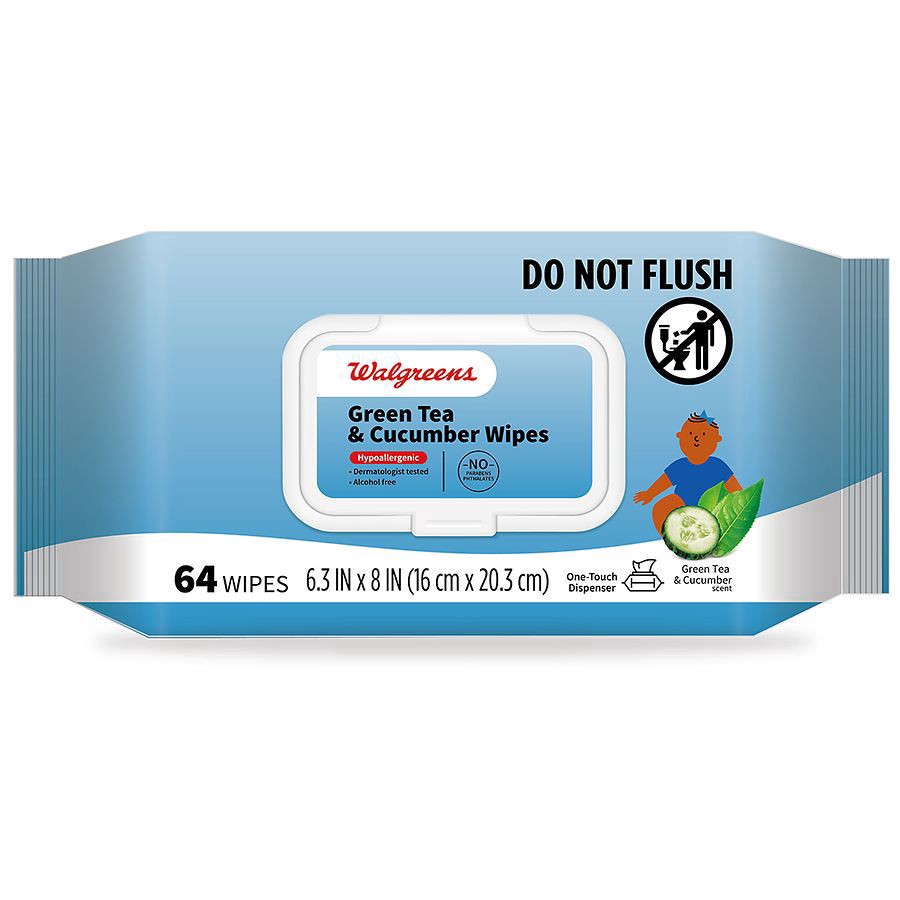 slide 1 of 1, Walgreens Green Tea & Cucumber Wipes, 64 ct