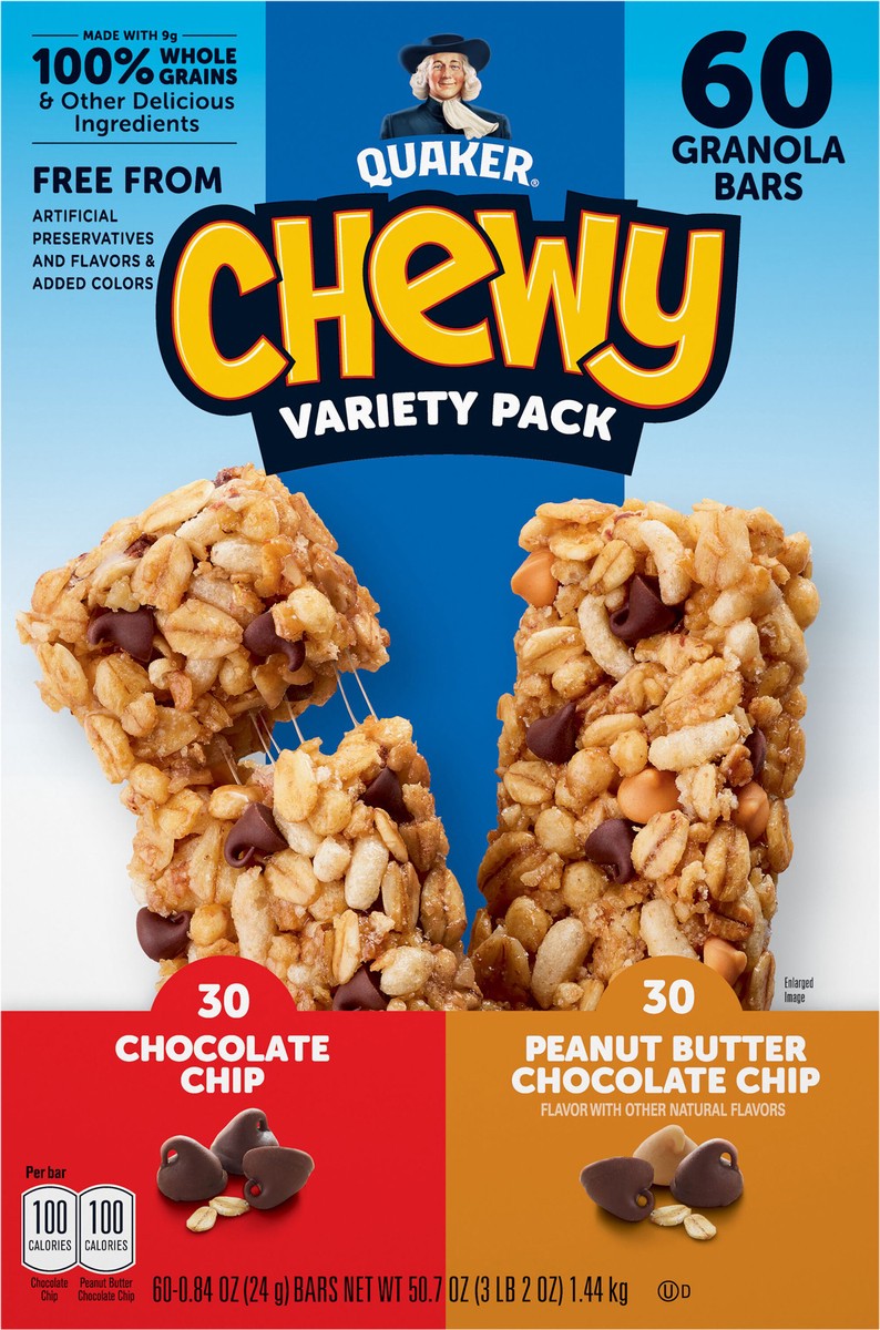 slide 8 of 9, Quaker Chewy Granola Bars Variety 0.84 Oz 60 Count, 60 ct