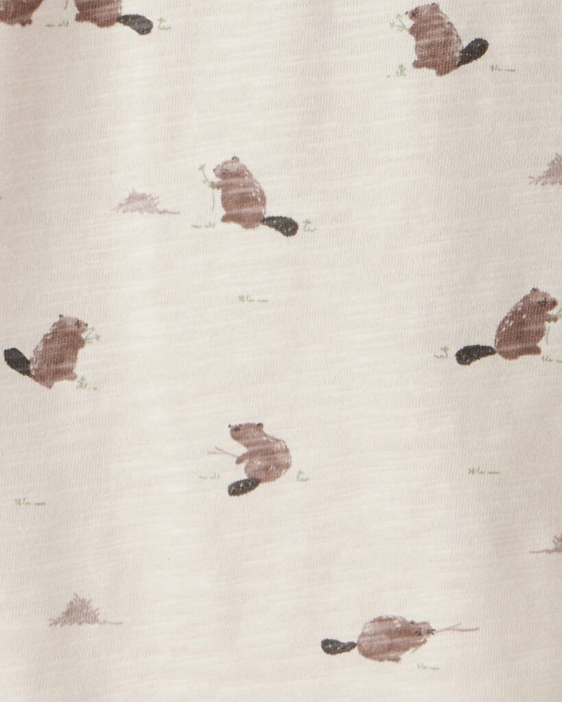 slide 3 of 4, Littleplanet Toddler Boy 2-Pack Organic Cotton Tees in Beavers' Creek Print Beavers Creek, Caribou Brown 3T, 1 ct