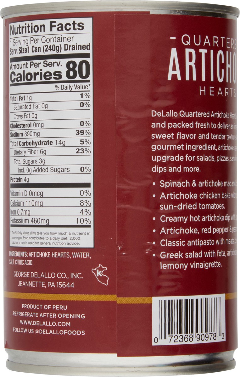 slide 6 of 7, Delallo Artichoke Quarters -Can, 14.1 oz