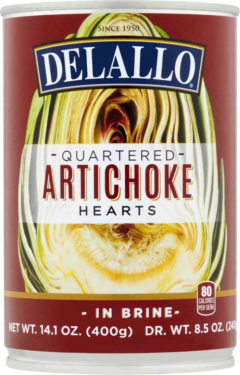 slide 2 of 7, Delallo Artichoke Quarters -Can, 14.1 oz