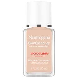 Neutrogena SkinClearing Oil-Free Acne and Blemish Fighting Liquid Foundation with.5% Salicylic Acid Acne Medicine, Shine Controlling Makeup for Acne Prone Skin, 50 Soft Beige, 1 fl. oz