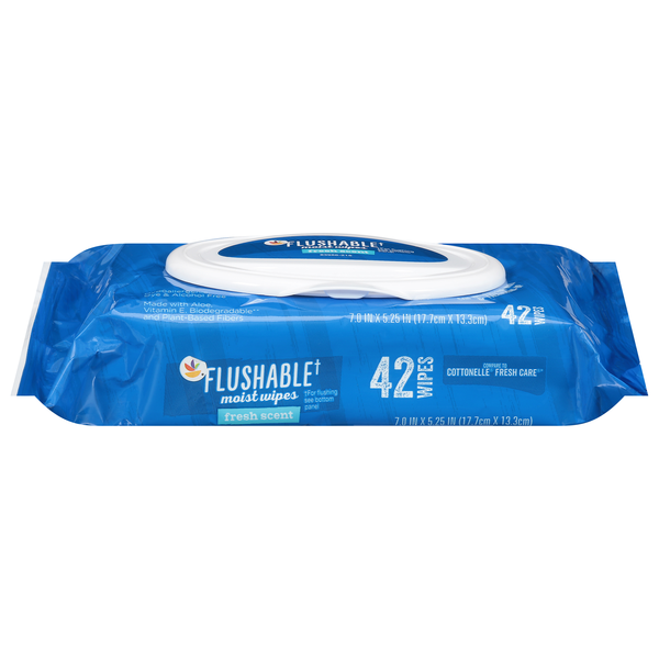 slide 1 of 1, Giant Flushable Moist Wipes Fresh Scent, 42 ct