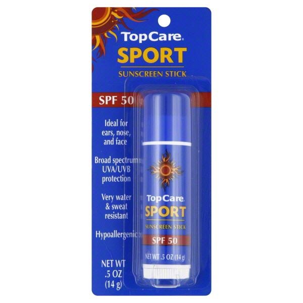 slide 1 of 6, TopCare Sunscreen, Sport, Broad Spectrum SPF 50, Stick, 0.5 oz