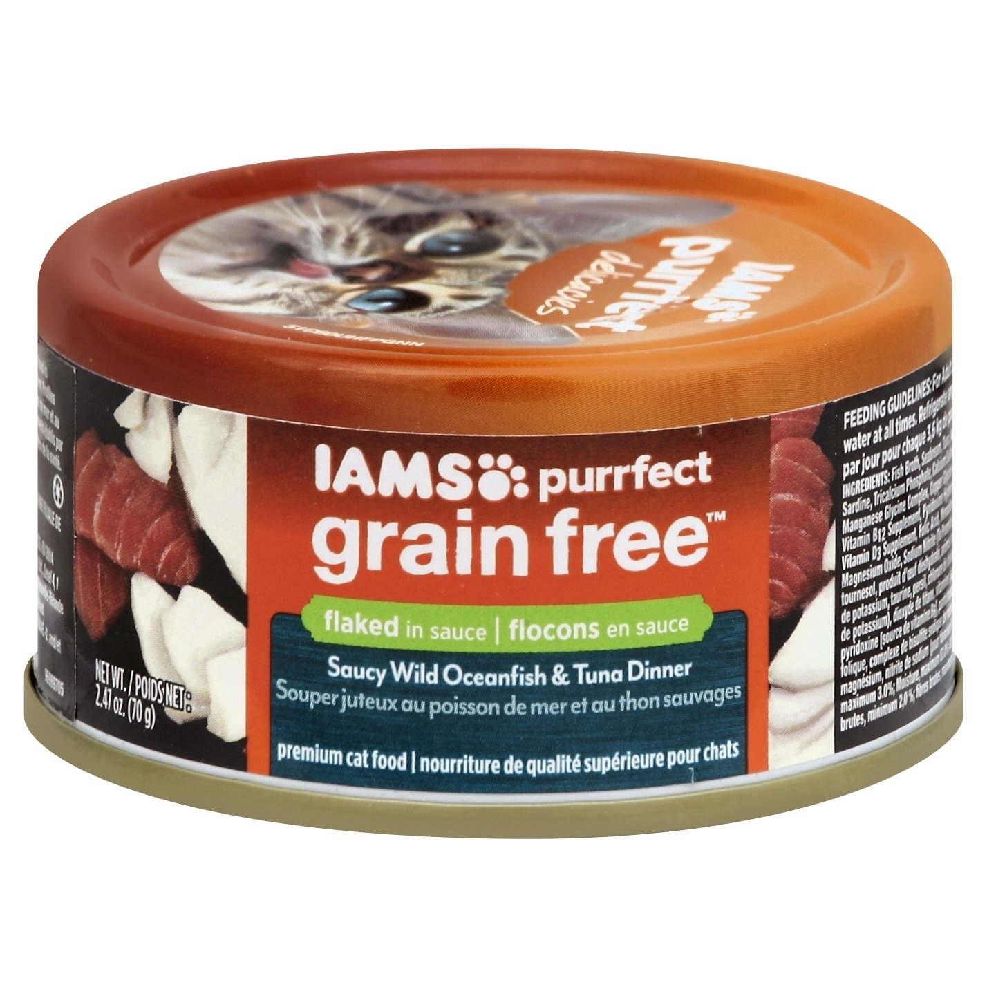 slide 1 of 1, IAMS Purrfect Grain Free Saucy Wild Oceanfish & Tuna Dinner Premium Cat Food, 2.47 oz