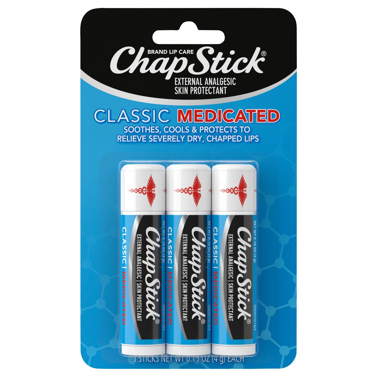 slide 1 of 2, ChapStick Medicated Classic Skin Protectant Lip Care 3 - 0.15 oz Tubes, 3 ct