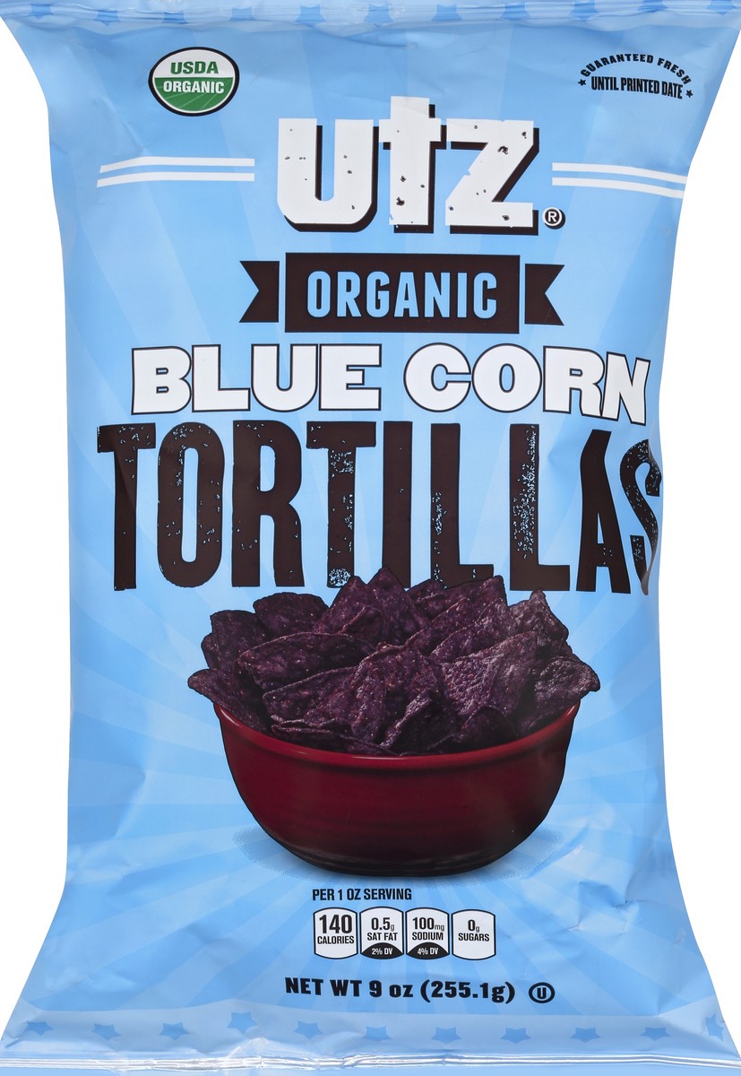 slide 5 of 5, Utz Organic Blue Tortilla Chips, 9 oz