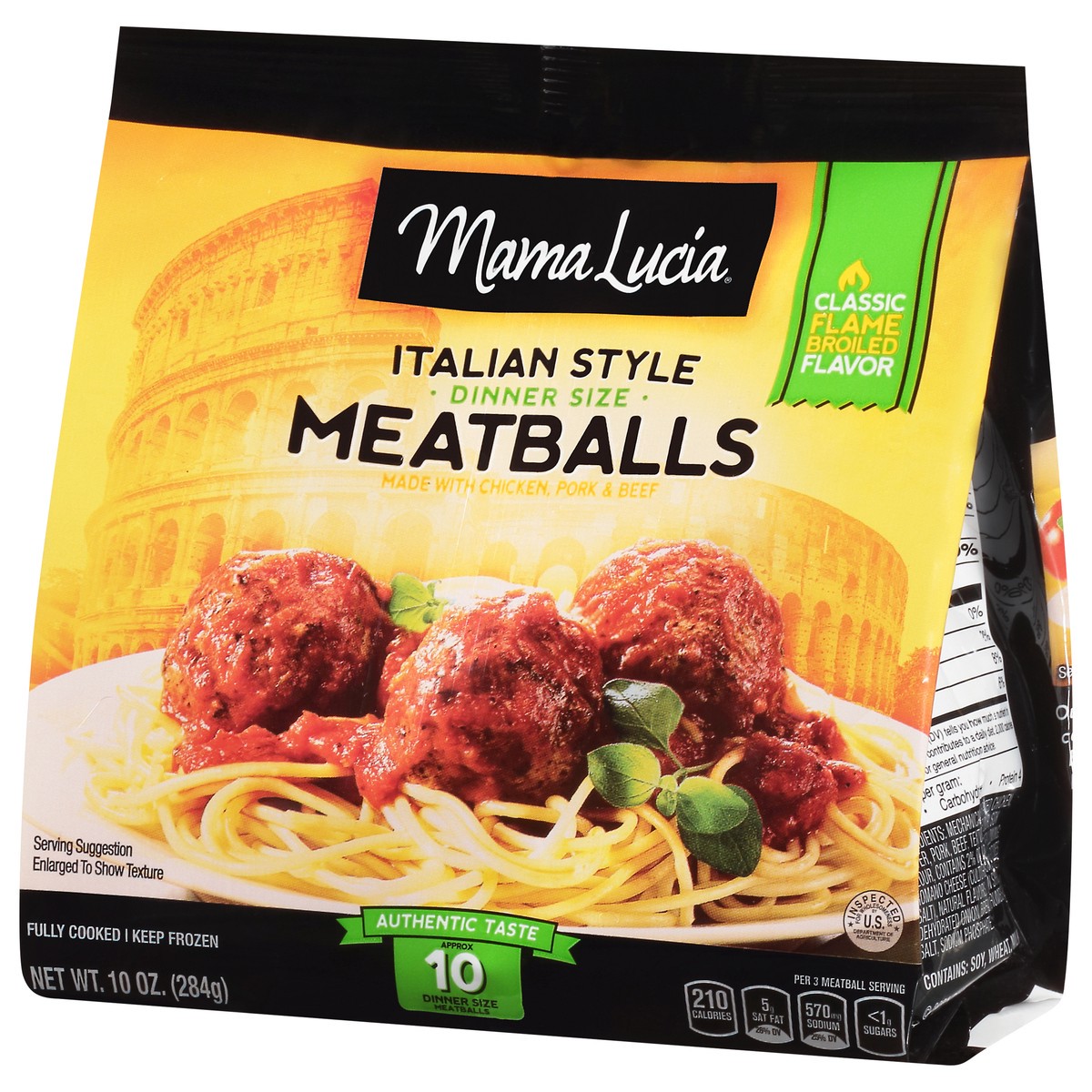 slide 3 of 14, Mama Lucia Dinner Size Italian Style Meatballs 10 oz, 10 oz