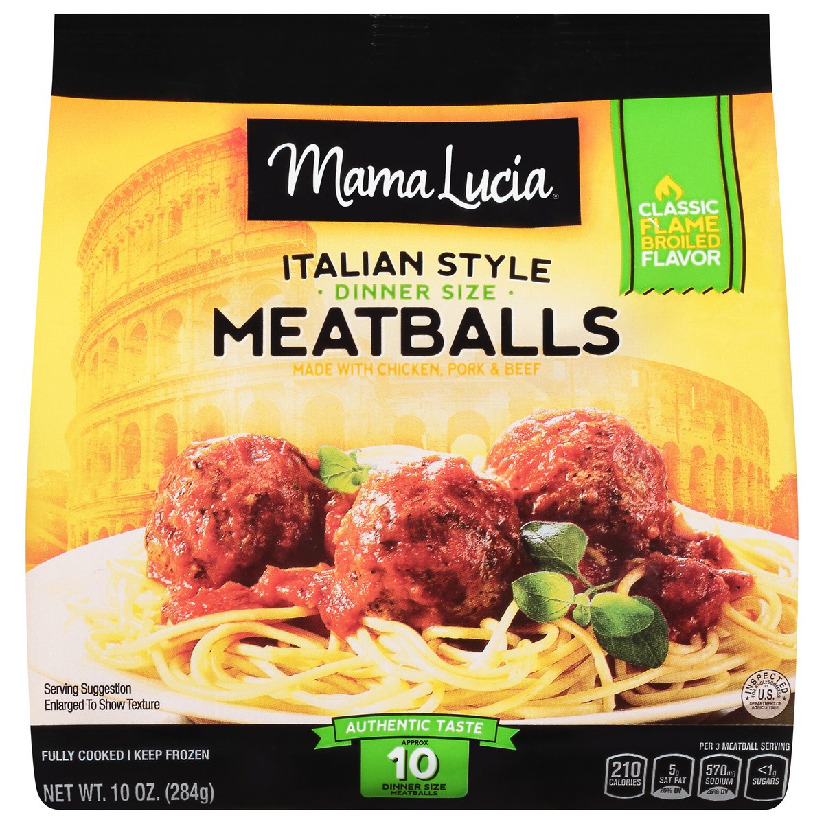 slide 14 of 14, Mama Lucia Dinner Size Italian Style Meatballs 10 oz, 10 oz