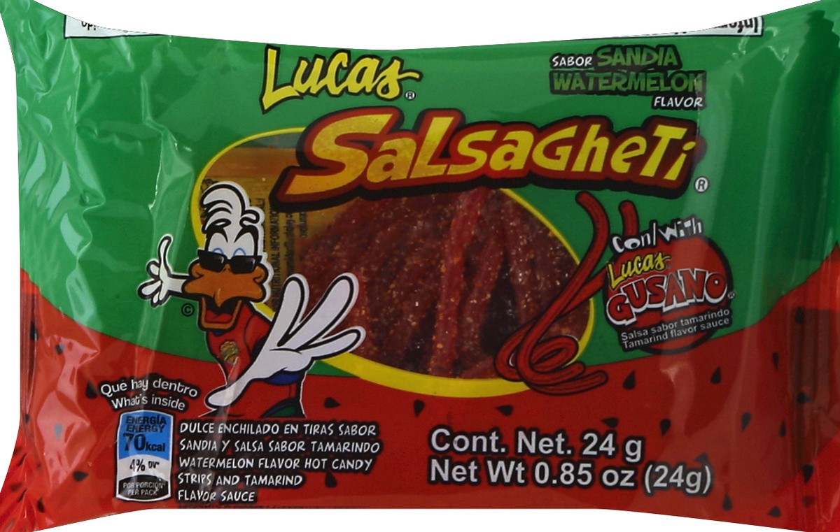 slide 3 of 5, Lucas Skwinkles Salsagheti Watermelon Flavored Candy Strips 0.85 oz, 0.85 oz