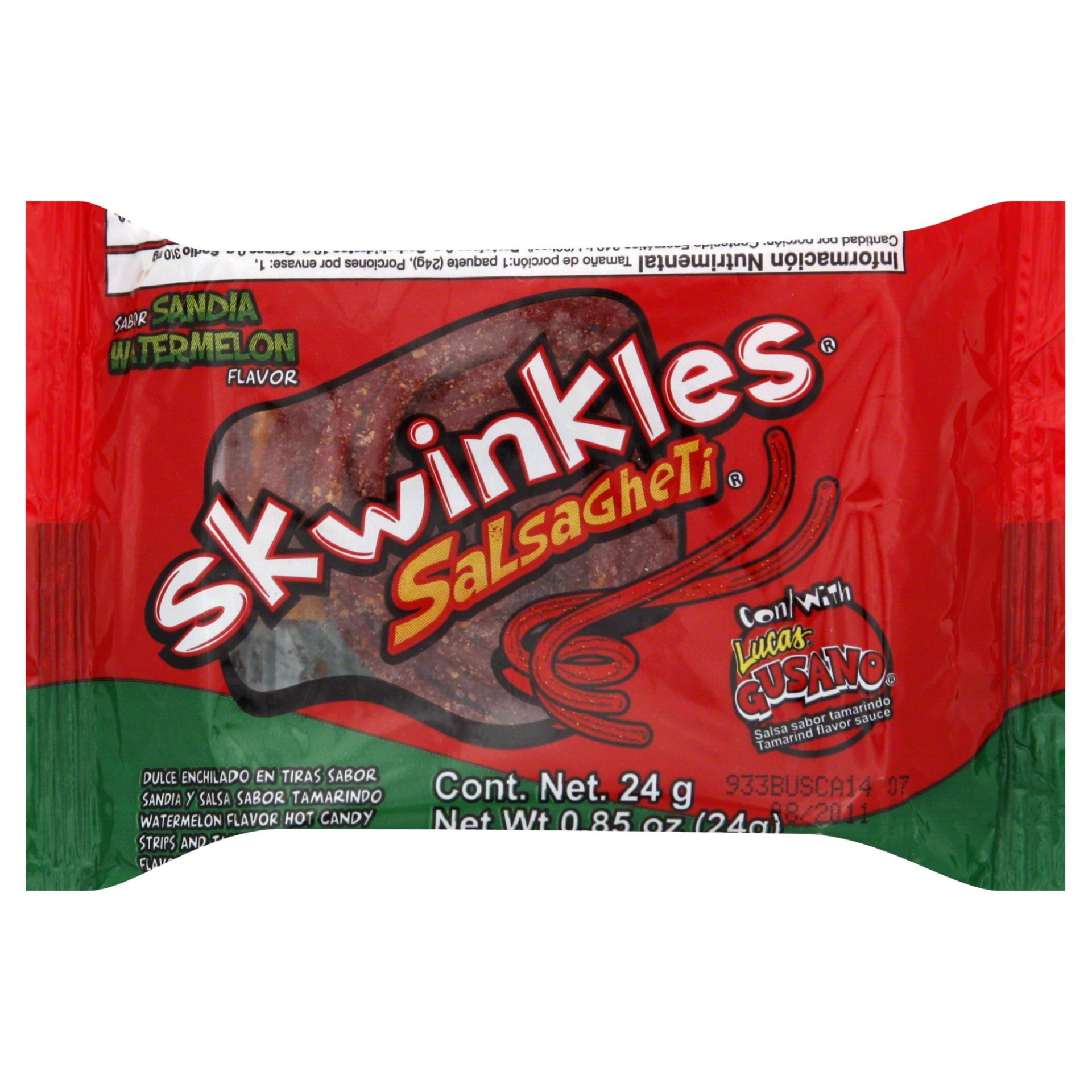 slide 1 of 5, Lucas Candy Strips, Watermelon Flavor, 0.85 oz