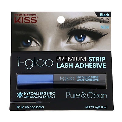 slide 1 of 1, Kiss I-Gloo Premium Strip Lash Adhesive Black, 0.17 oz