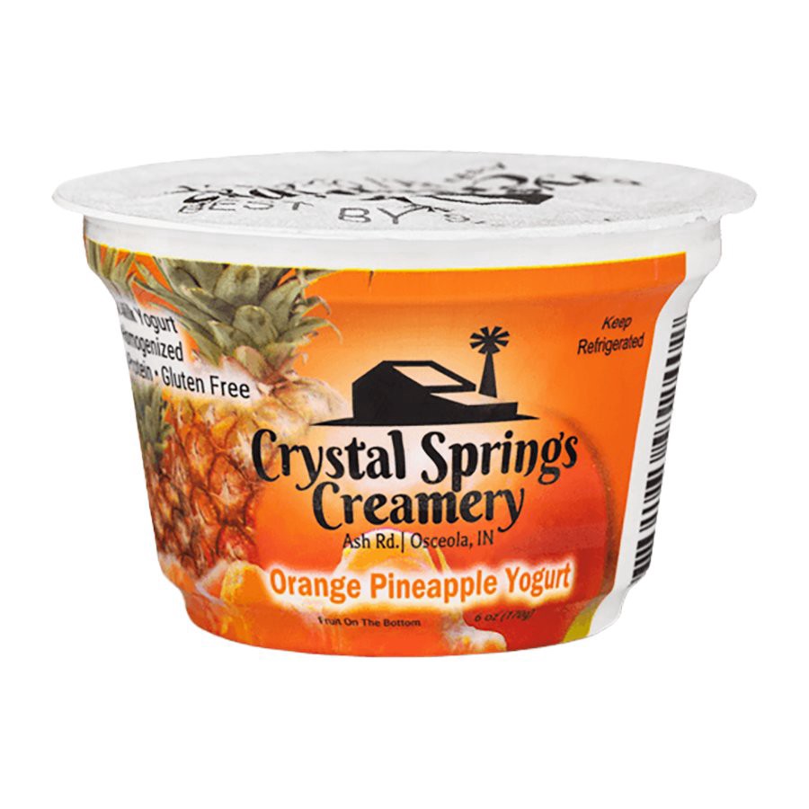 slide 1 of 1, Crystal Springs Creamery Orange Pinppl Yogurt, 6 oz