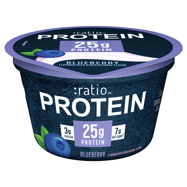 slide 1 of 1, :ratio Protein Dairy Snack, Blueberry, 5.3 oz