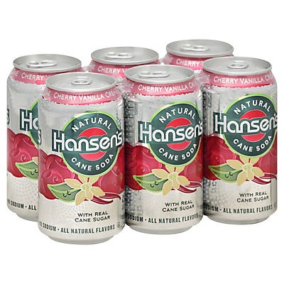 slide 1 of 1, Hansen's Hansen Natural Cherry Soda, 6 ct