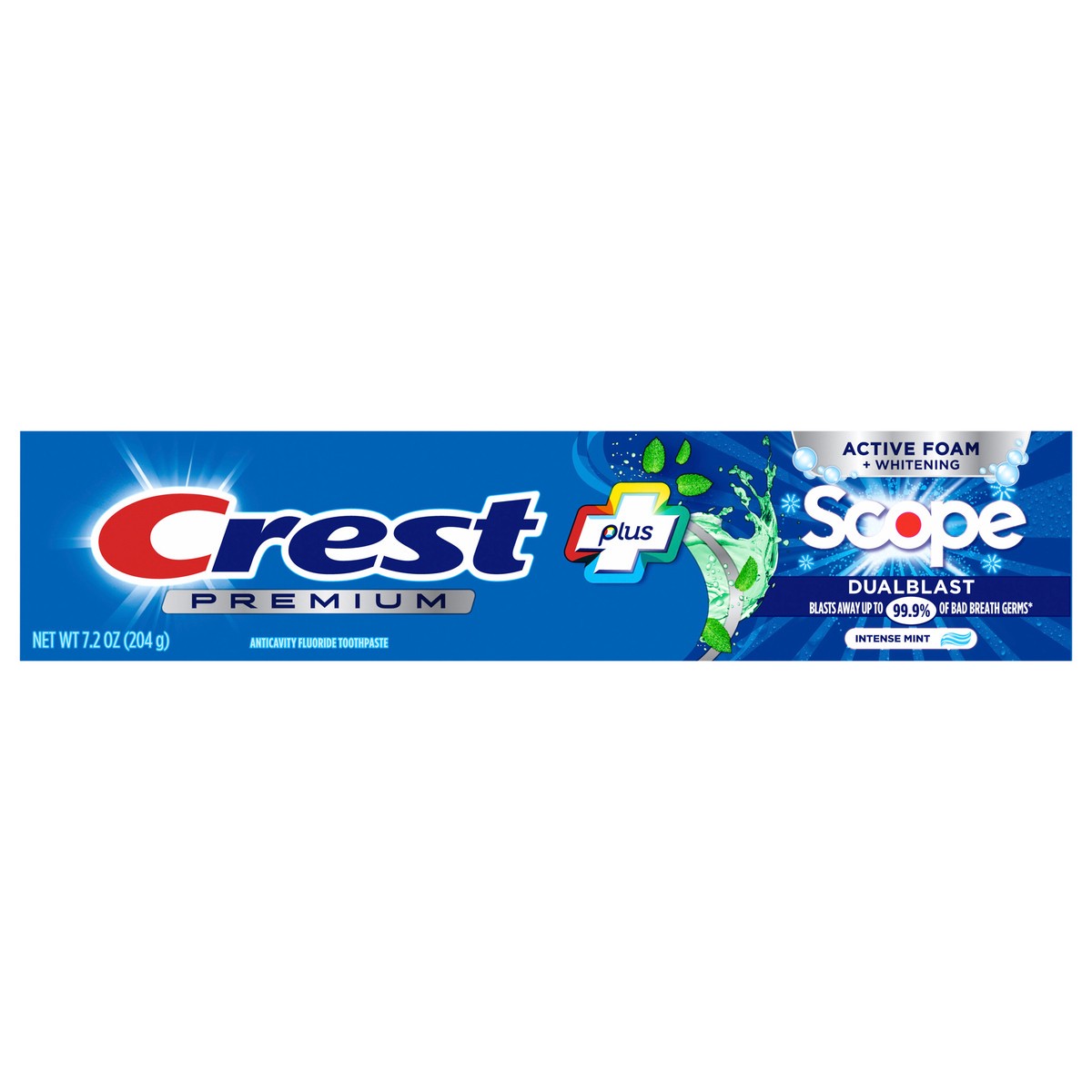 slide 1 of 2, Crest Premium Plus Scope Dual Blast Toothpaste, Intense Mint 7.2 oz, 7.2 oz